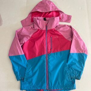 L.L. BEAN, Kid's Fleece Lined 3 in 1 Jacket in Pink, Blue Colorblock, sz 10-12